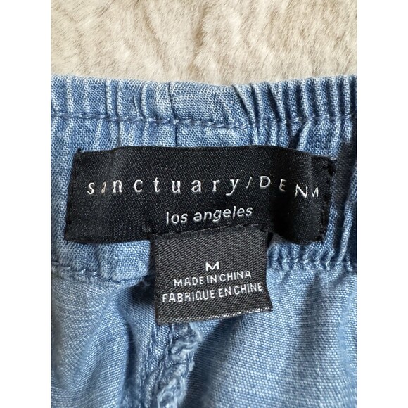 Sanctuary Cargo Pants Utility Womens M Chambray Wide Leg Pull On Blue Lyocell - Picture 4 of 7